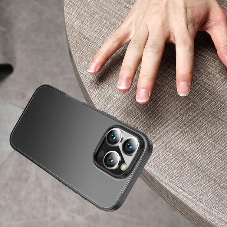 For iPhone 16 Pro Max Armor Clear TPU Hard PC Phone Case(Matte Black) by buy2fix