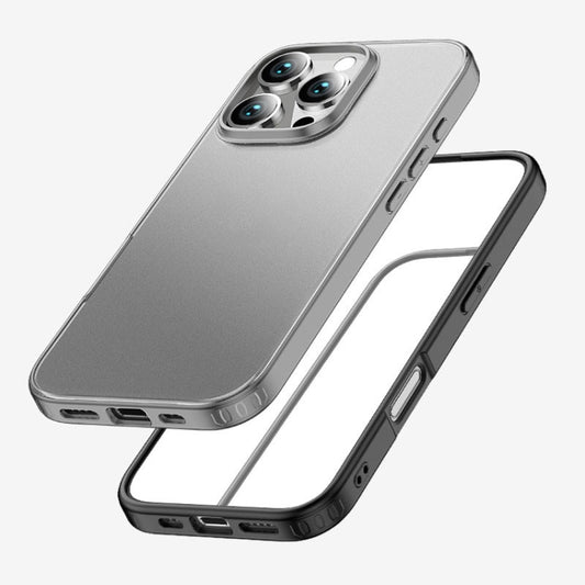For iPhone 16 Pro Max Armor Clear TPU Hard PC Phone Case(Grey) by buy2fix
