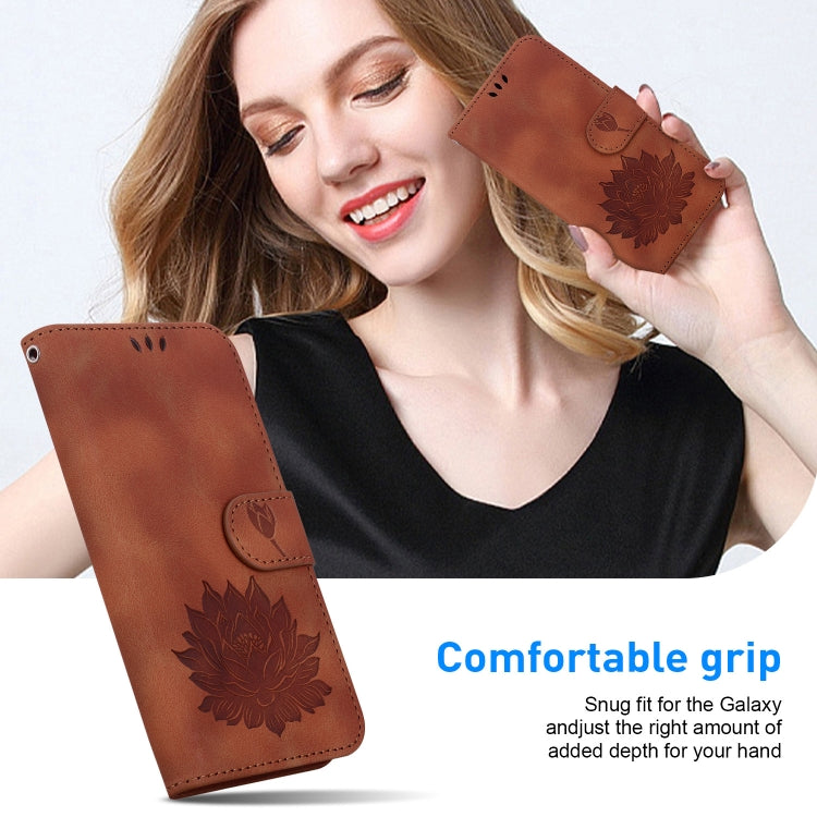 For Google Pixel 9 Lotus Embossed Leather Phone Case(Brown) by buy2fix