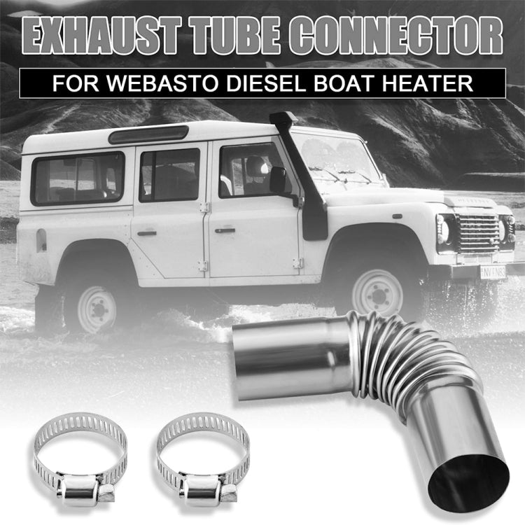 Car Parking Heater 13cm Elbow Stainless Steel Threaded Exhaust Tube Connector(Silver) by buy2fix