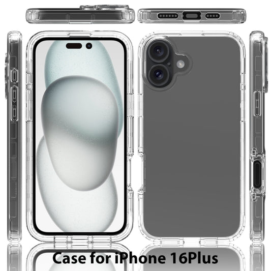For iPhone 16 Plus Clear TPU Hybrid PC Shockproof Phone Case(Transparent) by buy2fix