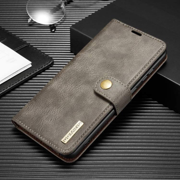 For Samsung Galaxy Note20 DG.MING Crazy Horse Texture Flip Detachable Magnetic Leather Case with Holder & Card Slots & Wallet(Gray) by DG.MING