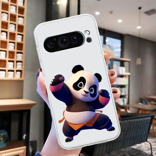For Google Pixel 9 Pro Colored Drawing Pattern Transparent TPU Phone Case(Panda) by buy2fix
