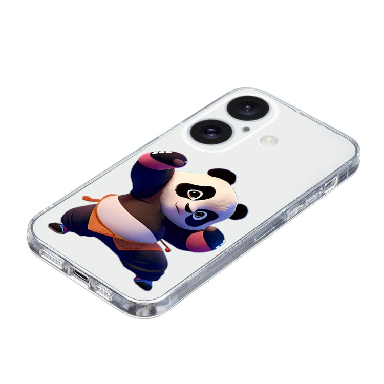 For iPhone 16 Colored Drawing Pattern Transparent TPU Phone Case(Panda) by buy2fix