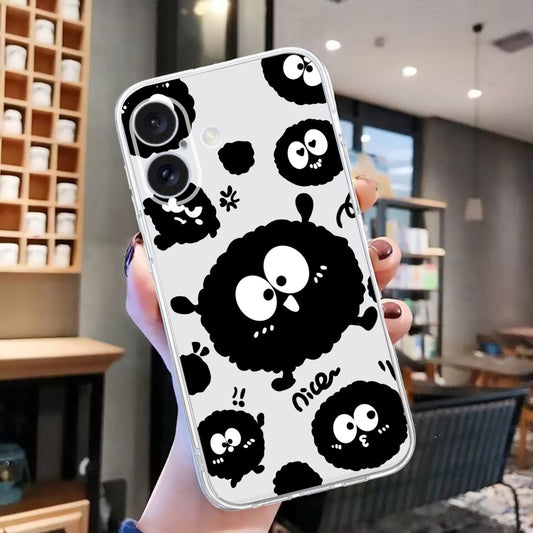 For iPhone 16 Plus Colored Drawing Pattern Transparent TPU Phone Case(Black Eye) by buy2fix