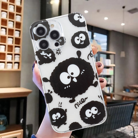 For iPhone 16 Pro Colored Drawing Pattern Transparent TPU Phone Case(Black Eye) by buy2fix