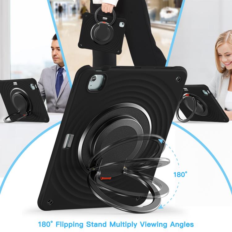 For iPad Air 13 2025 / 2024 Rotation Handle Holder Silicone Hybrid PC Tablet Case(Black) - iPad Air 13 2025 / 2024 Cases by buy2fix | Online Shopping UK | buy2fix