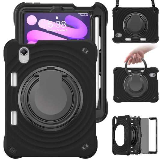 For iPad mini 2024 / mini 6 Rotation Handle Holder Silicone Hybrid PC Tablet Case(Black) - iPad mini 2024 Cases by buy2fix | Online Shopping UK | buy2fix