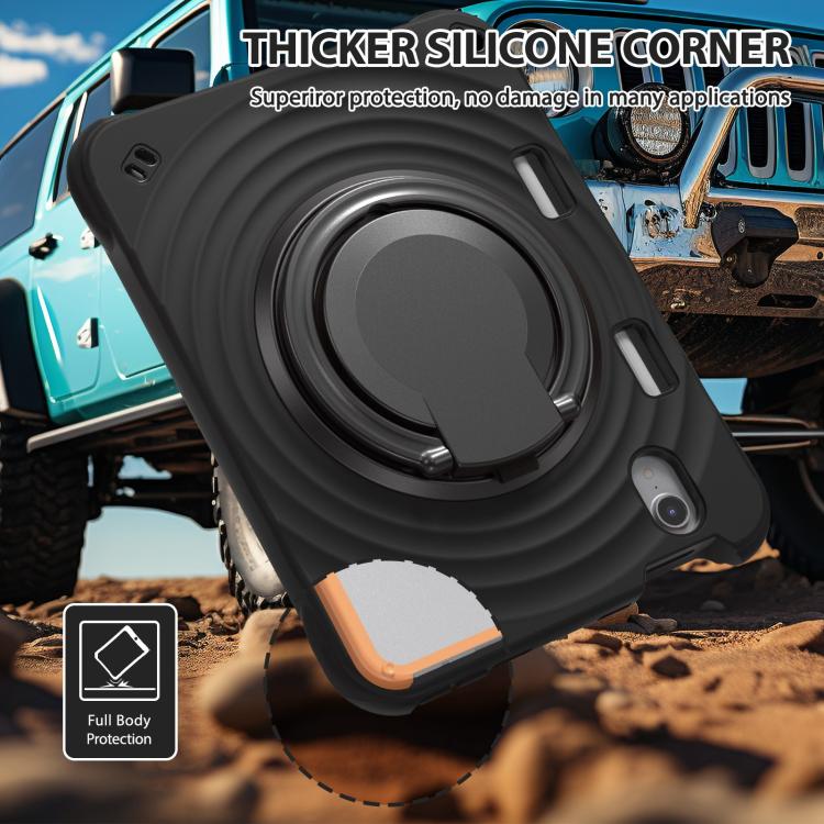 For iPad mini 2024 / mini 6 Rotation Handle Holder Silicone Hybrid PC Tablet Case(Black) - iPad mini 2024 Cases by buy2fix | Online Shopping UK | buy2fix