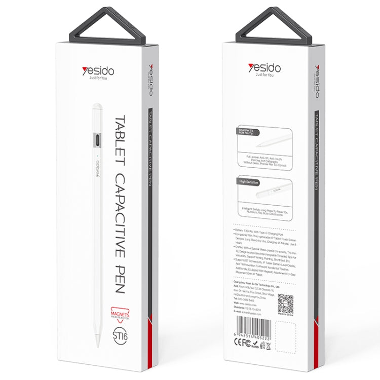 For iPad Yesido ST16 Anti-mistouch Capacitive Stylus(White) by Yesido