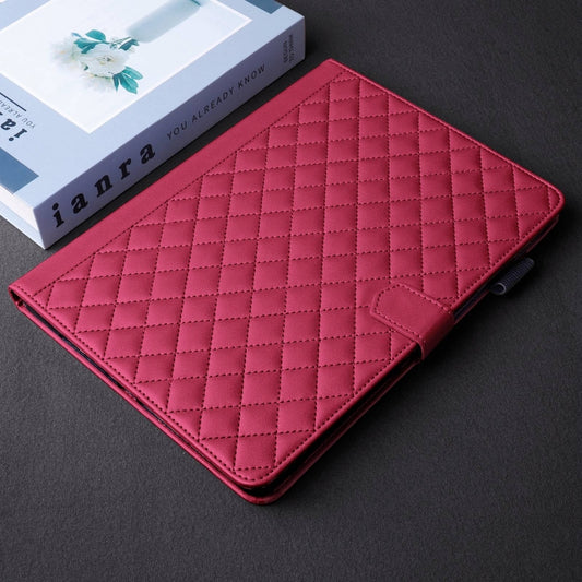 For Samsung Galaxy Tab S6 Lite 2024 Rhombus Lattice Leather Tablet Case(Red) by buy2fix