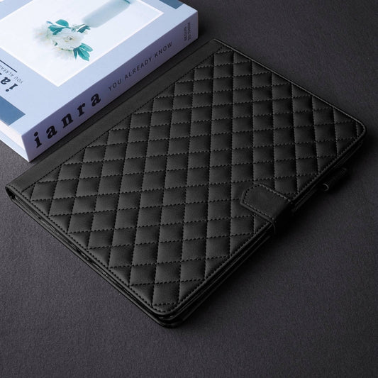 For Samsung Galaxy Tab S9 FE / S9 Rhombus Lattice Leather Tablet Case(Black) by buy2fix