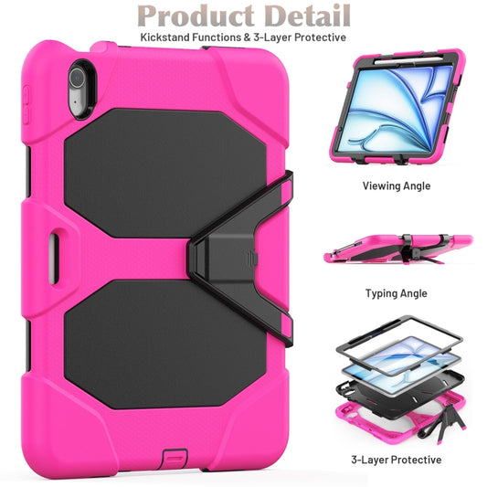 For iPad Air 11 2025 / 2024 Colorful Silicone Heavy Duty Hybrid PC Tablet Case(Rose Red) by buy2fix