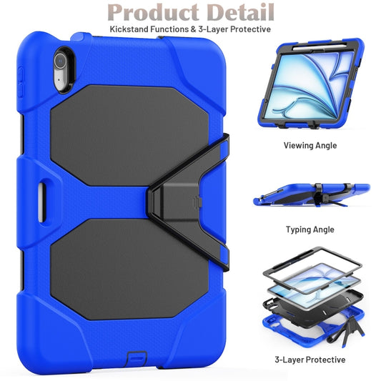 For iPad Air 11 2025 / 2024 Colorful Silicone Heavy Duty Hybrid PC Tablet Case(Dark Blue) by buy2fix