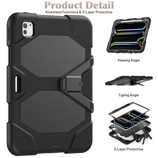 For iPad Pro 11 2025 / 2024 Colorful Silicone Heavy Duty Hybrid PC Tablet Case(Black) by buy2fix