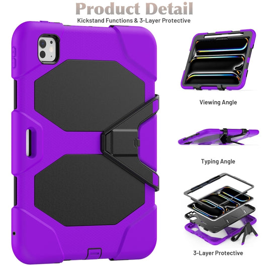 For iPad Pro 11 2025 / 2024 Colorful Silicone Heavy Duty Hybrid PC Tablet Case(Purple) by buy2fix