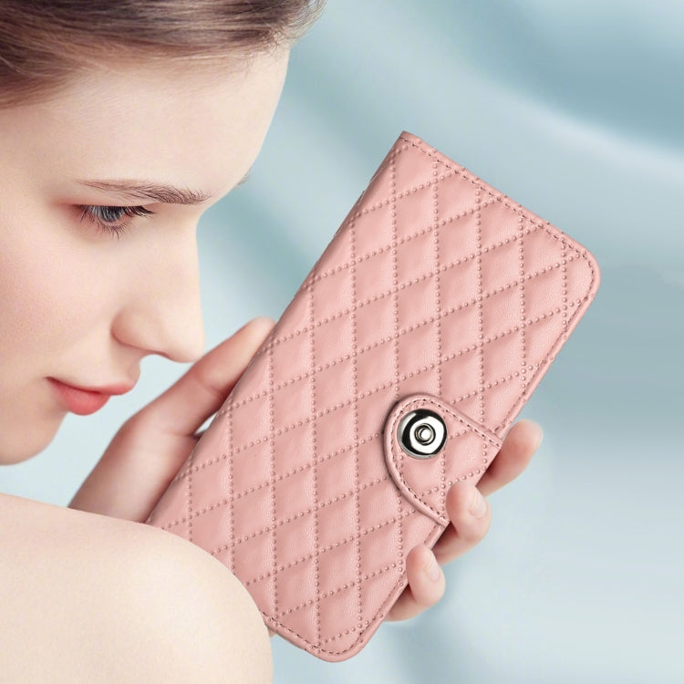 For Nothing CMF Phone 1 Rhombic Texture Flip Leather Phone Case with Lanyard(Coral Pink) - Nothing Cases by buy2fix | Online Shopping UK | buy2fix