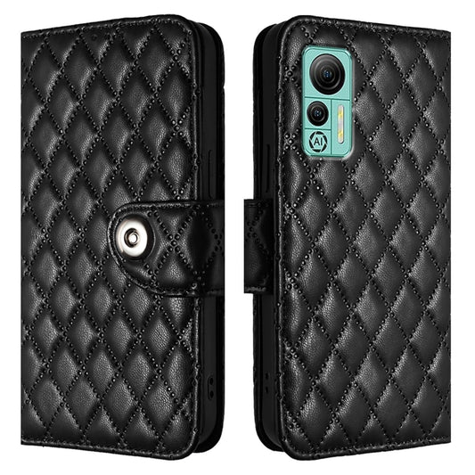 For Ulefone Note 14 Rhombic Texture Flip Leather Phone Case with Lanyard(Black) by buy2fix