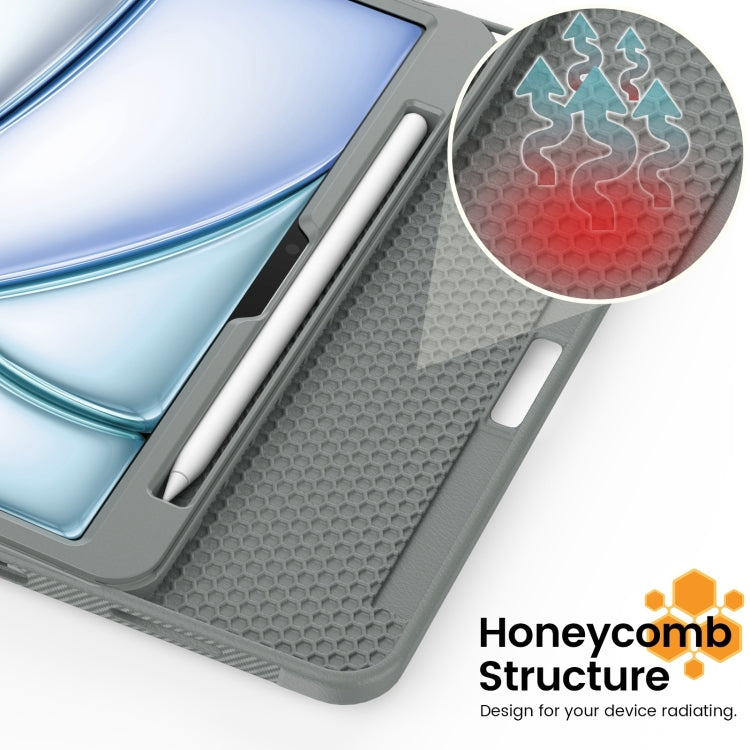 For iPad Air 11 2025 / 2024 Smart B Magnetic Holder Leather Tablet Case(Grey) by buy2fix