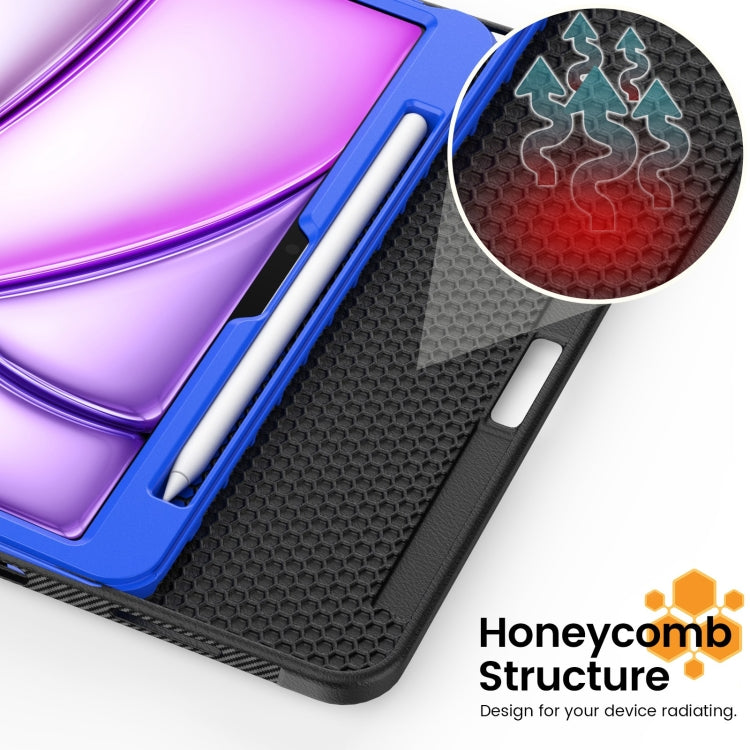 For iPad Air 11 2025 / 2024 Smart B Magnetic Holder Leather Tablet Case(Blue) by buy2fix