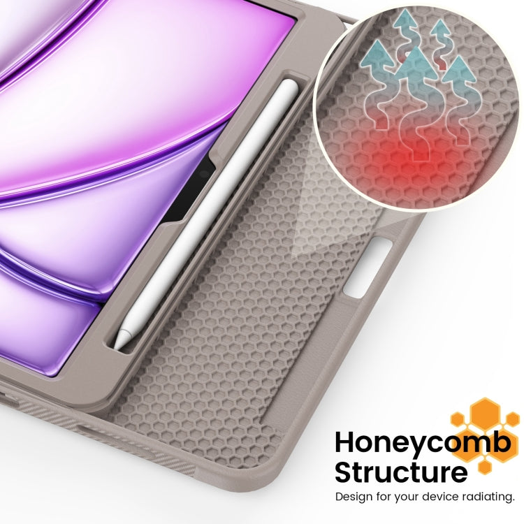 For iPad Air 11 2025 / 2024 Smart B Magnetic Holder Leather Tablet Case(Rose Gold) by buy2fix