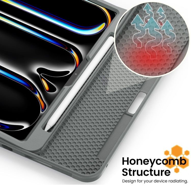 For iPad Pro 11 2025 / 2024 Smart B Magnetic Holder Leather Tablet Case(Grey) by buy2fix