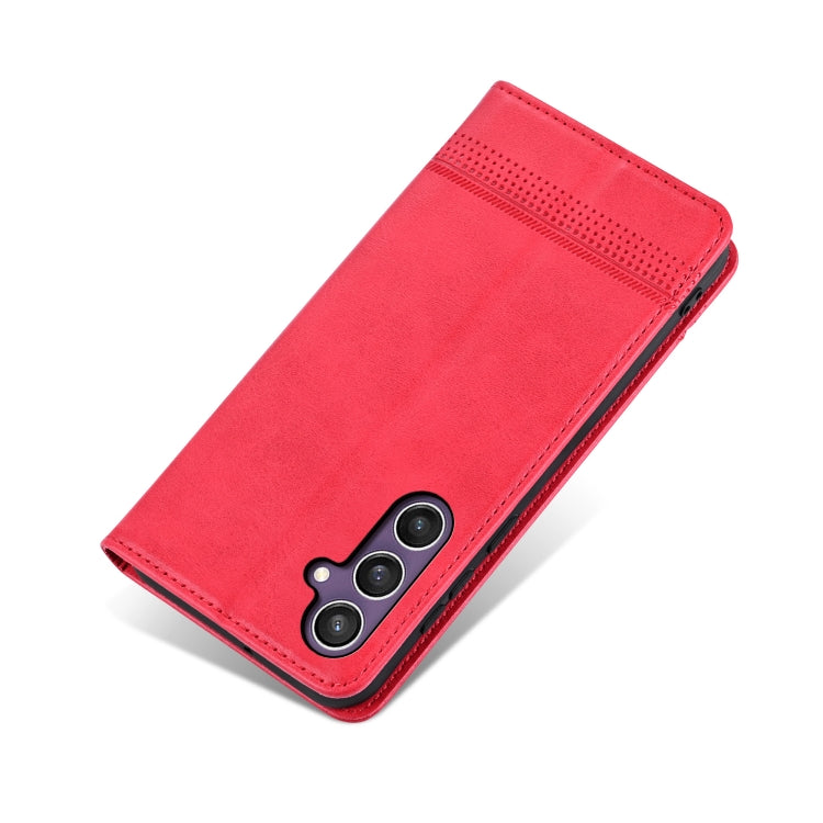 For Samsung Galaxy S24 FE 5G AZNS Magnetic Calf Texture Flip Leather Phone Case(Red) by AZNS