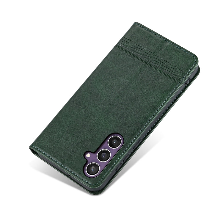 For Samsung Galaxy S24 FE 5G AZNS Magnetic Calf Texture Flip Leather Phone Case(Dark Green) by AZNS