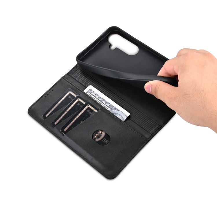 For Samsung Galaxy S25+ 5G AZNS Magnetic Calf Texture Flip Leather Phone Case(Black) by AZNS