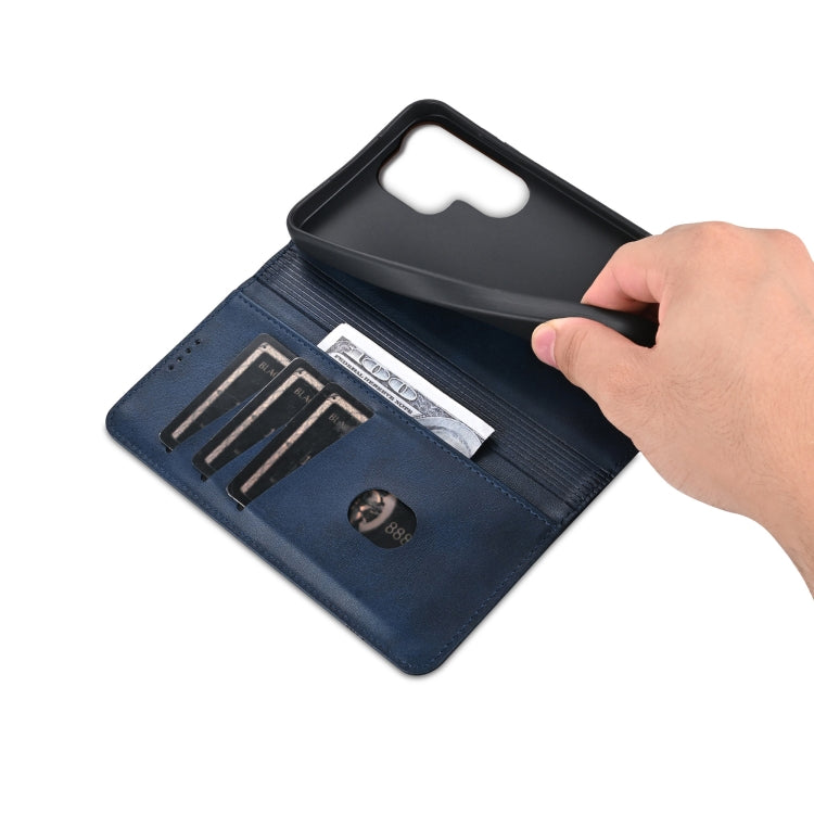 For Samsung Galaxy S25 Ultra 5G AZNS Magnetic Calf Texture Flip Leather Phone Case(Dark Blue) by AZNS