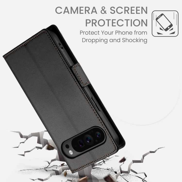 For Google Pixel 9 Pro Side Buckle Magnetic Frosted Leather Phone Case(Black) by buy2fix