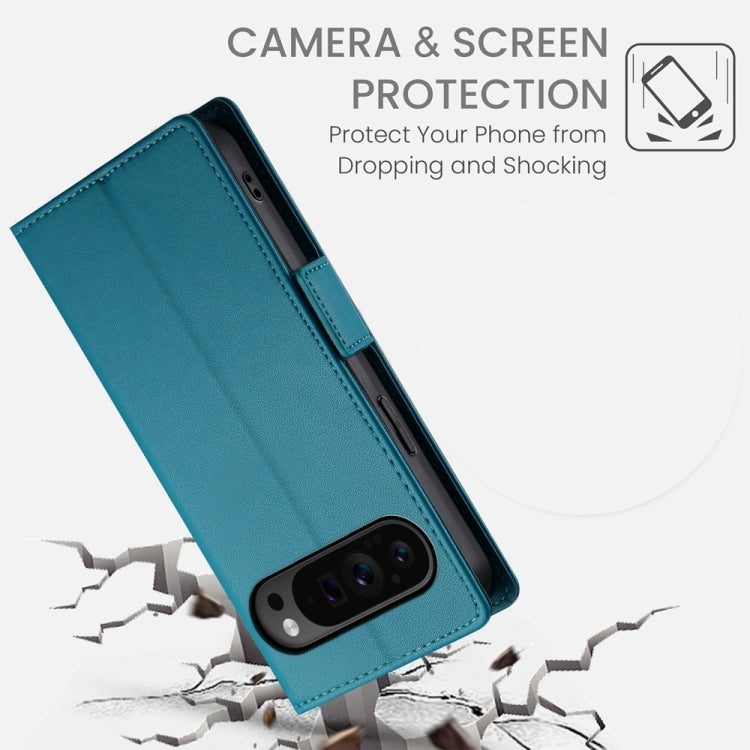 For Google Pixel 9 Pro Side Buckle Magnetic Frosted Leather Phone Case(Blue) by buy2fix