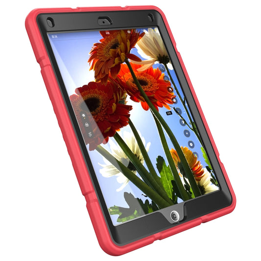 For iPad 10.2 2021 / 2020 / 2019 Armor Holder Silicone Hybrid PC Tablet Case(Red Black) by buy2fix