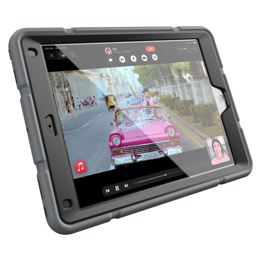 For iPad 10.2 2021 / 2020 / 2019 Armor Holder Silicone Hybrid PC Tablet Case(Grey Black) by buy2fix