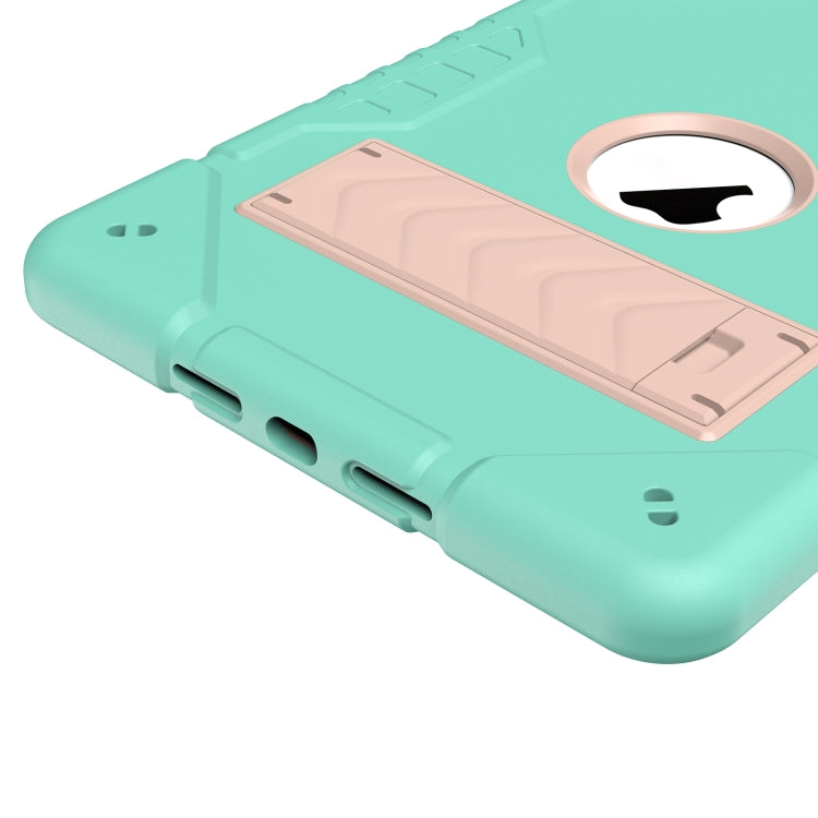 For iPad 9.7 2018 / Air / Air 2 Armor Holder Silicone Hybrid PC Tablet Case(Mint Green Gold) by buy2fix