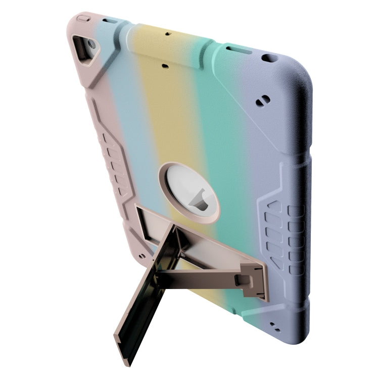 For iPad 9.7 2018 / Air / Air 2 Armor Holder Silicone Hybrid PC Tablet Case(Gradient Color Gold) by buy2fix