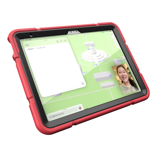 For iPad 2025 / 2022 Armor Holder Silicone Hybrid PC Tablet Case(Red Black) by buy2fix