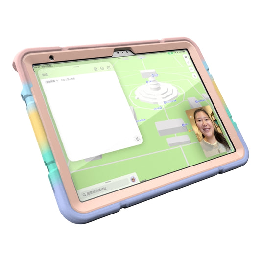 For iPad 2025 / 2022 Armor Holder Silicone Hybrid PC Tablet Case(Gradient Color Gold) by buy2fix