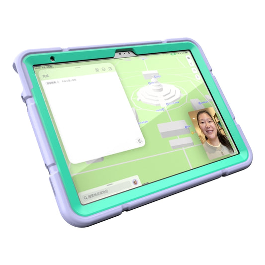 For iPad 2025 / 2022 Armor Holder Silicone Hybrid PC Tablet Case(Purple Mint Green) by buy2fix