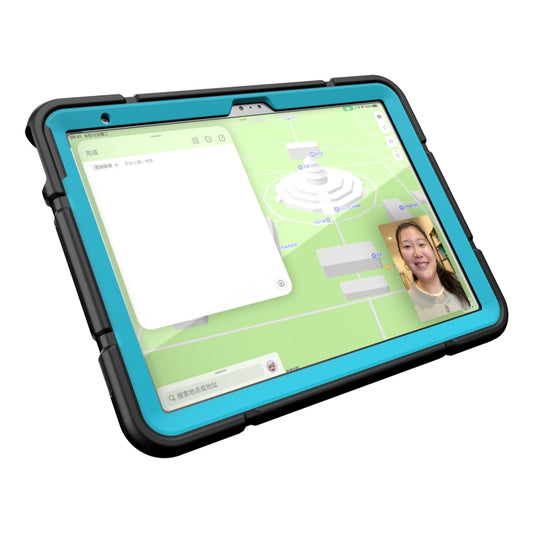 For iPad 2025 / 2022 Armor Holder Silicone Hybrid PC Tablet Case(Black Blue) by buy2fix