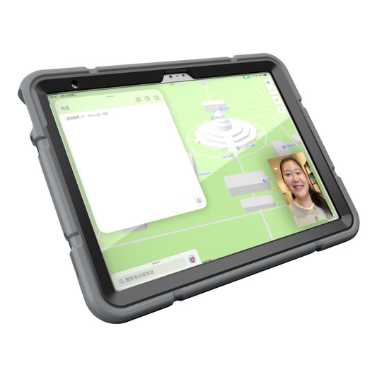 For iPad Air 11 2025 / 2024 Armor Holder Silicone Hybrid PC Tablet Case(Grey Black) by buy2fix