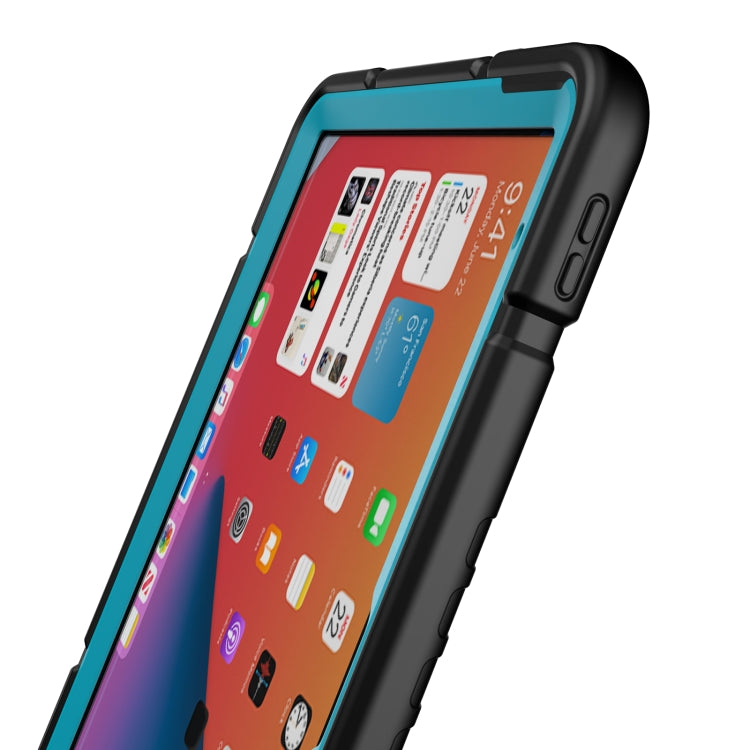 For iPad Air 11 2025 / 2024 Armor Holder Silicone Hybrid PC Tablet Case(Black Blue) by buy2fix