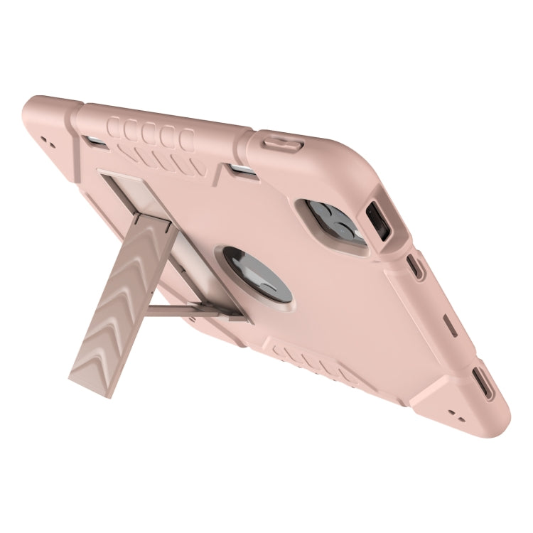 For iPad Pro 11 2022 / 2021 / 2020 Armor Holder Silicone Hybrid PC Tablet Case(Rose Gold) by buy2fix