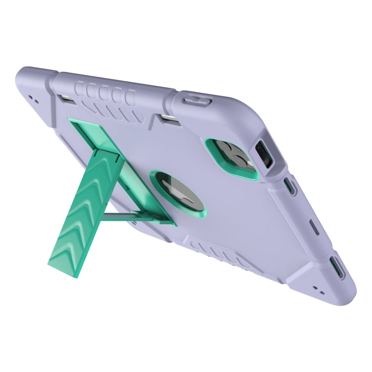 For iPad Pro 11 2022 / 2021 / 2020 Armor Holder Silicone Hybrid PC Tablet Case(Purple Mint Green) by buy2fix
