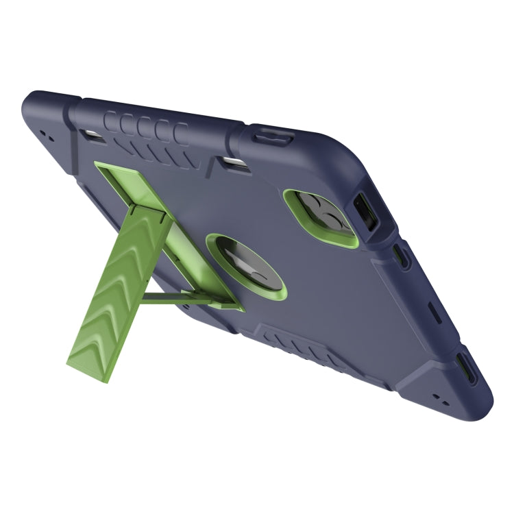 For iPad Pro 11 2022 / 2021 / 2020 Armor Holder Silicone Hybrid PC Tablet Case(Navy Yellow Green) by buy2fix