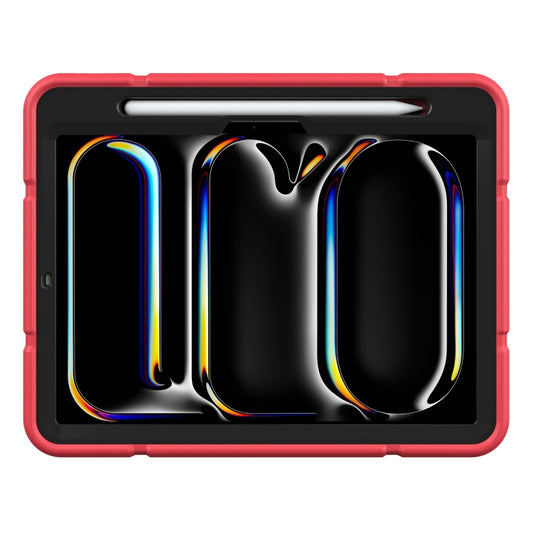 For iPad Pro 11 2025 / 2024 Armor Holder Silicone Hybrid PC Tablet Case(Red Black) by buy2fix