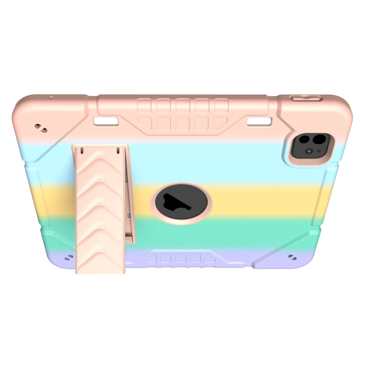 For iPad Pro 11 2025 / 2024 Armor Holder Silicone Hybrid PC Tablet Case(Gradient Color Gold) by buy2fix