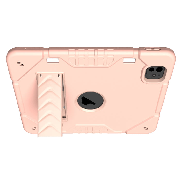 For iPad Pro 11 2025 / 2024 Armor Holder Silicone Hybrid PC Tablet Case(Rose Gold) by buy2fix