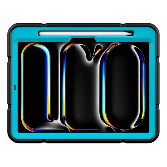 For iPad Pro 11 2025 / 2024 Armor Holder Silicone Hybrid PC Tablet Case(Black Blue) by buy2fix