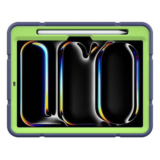 For iPad Pro 11 2025 / 2024 Armor Holder Silicone Hybrid PC Tablet Case(Navy Yellow Green) by buy2fix